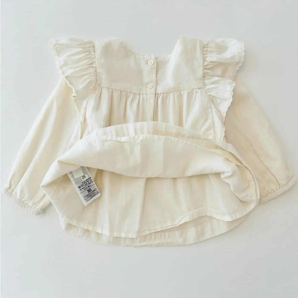 GAP Kids Off-White Ruffle Blouse with Lace & Silver Threading Details, Girls 2T - Picture 5 of 6